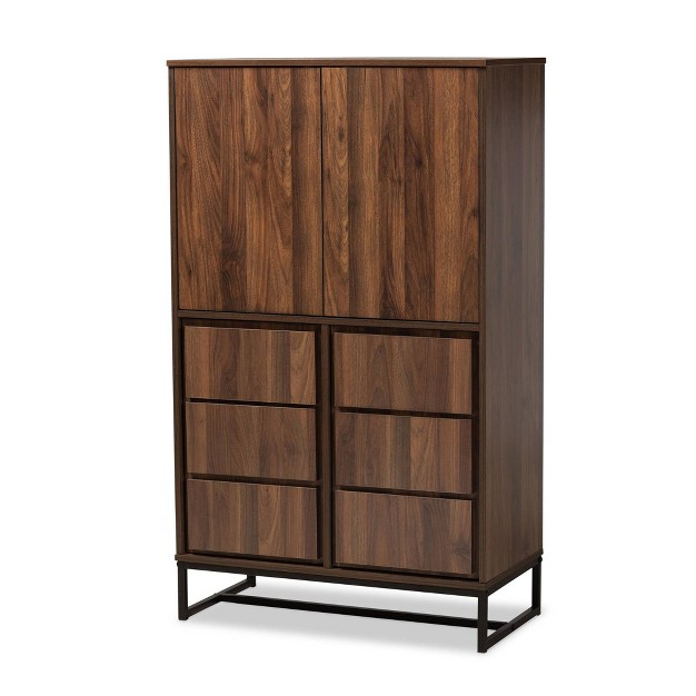 Neil Wood And Metal Storage Cabinet Brown black Baxton Studio