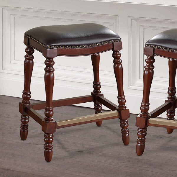 Clinton Saddle Seat Counter Stool， Cherry