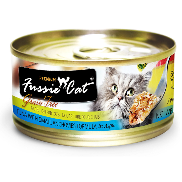 Fussie Cat Premium Tuna with Anchovies Formula in Aspic Canned Cat Foo