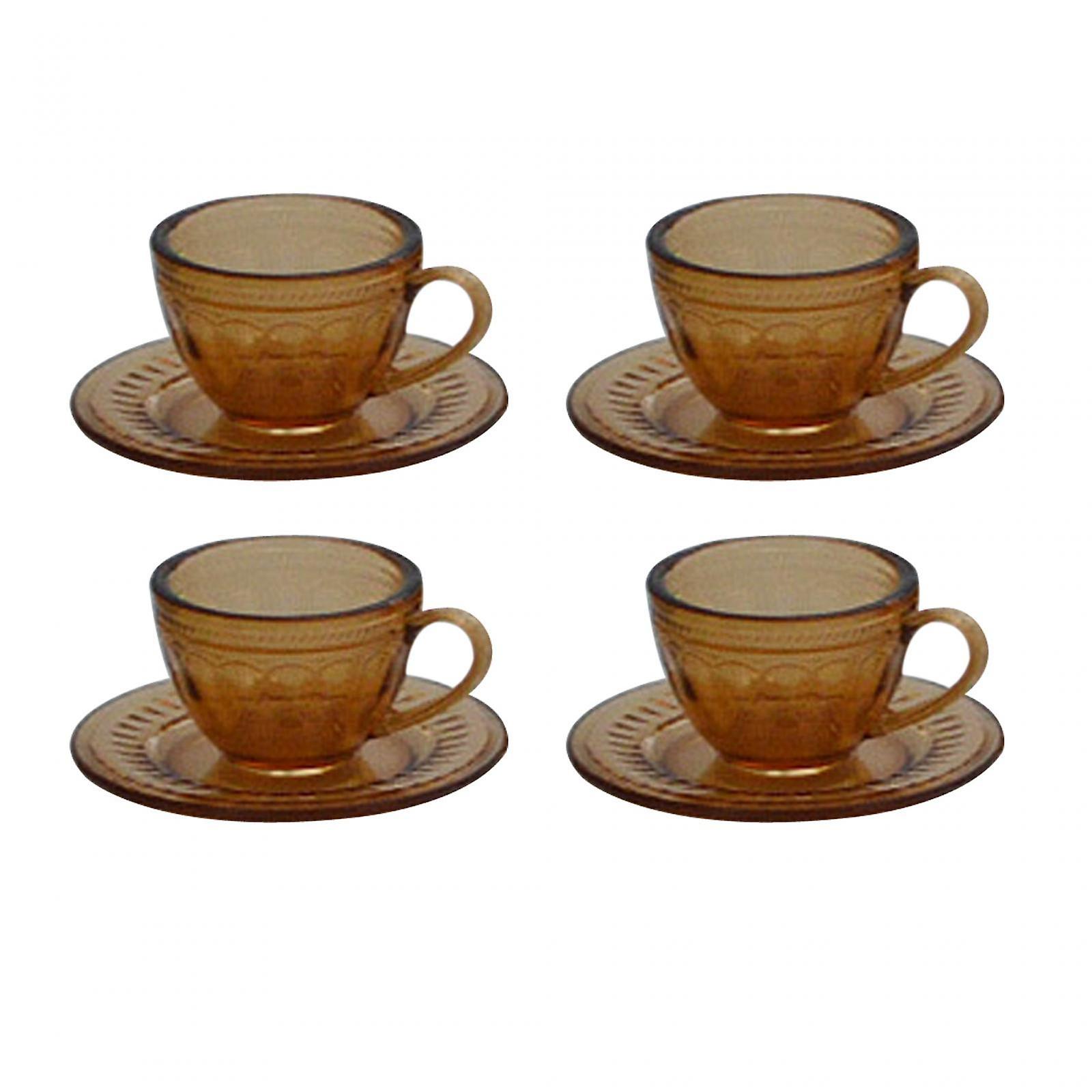 4x Dollhouse Miniature Tea Cup Set Miniature Tableware For Dollhouse Kitchen Brown