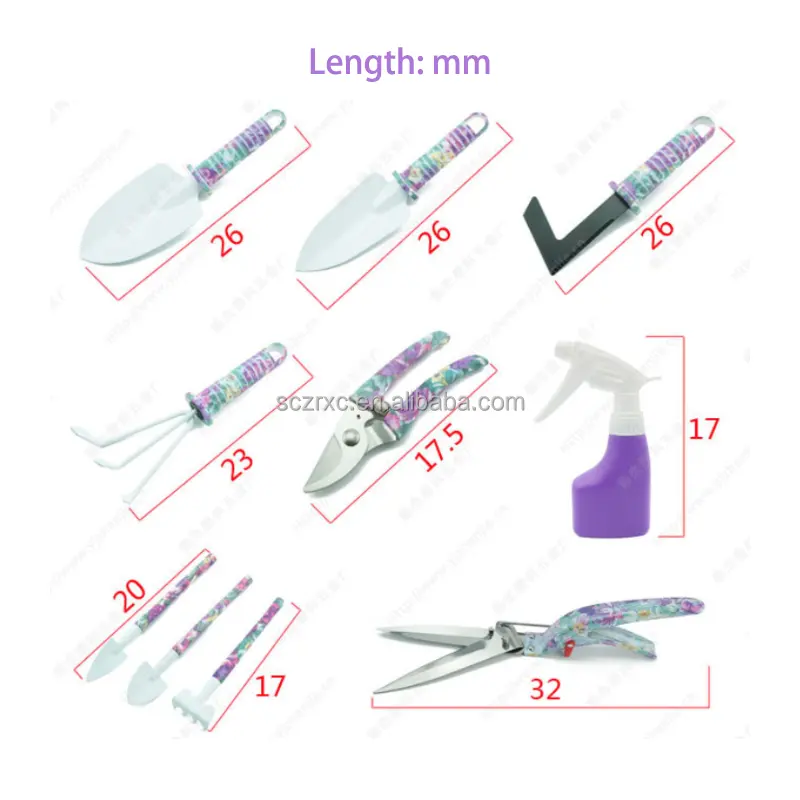 New Design 10pcs Purple Garden Hand Tool Kit With Carrying Case Steel and Plastic Handle Gardening Tool Set For Women