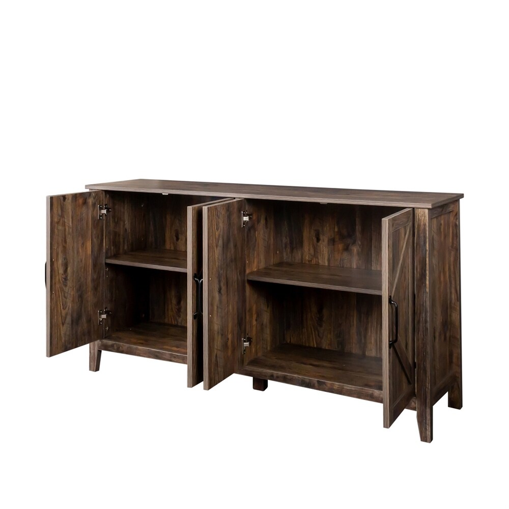 Freestanding Sideboard Storage Cabinet with 4 Doors and 4 Open Shelgves