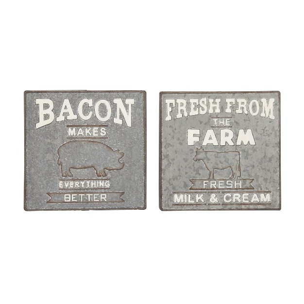 Set Of 2 Farmhouse Metal Wall Decors Gray Olivia amp May