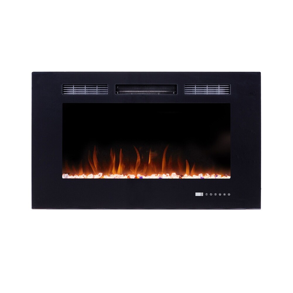 Clihome 36In. Recessed Electric Fireplace With Remote Control In Black