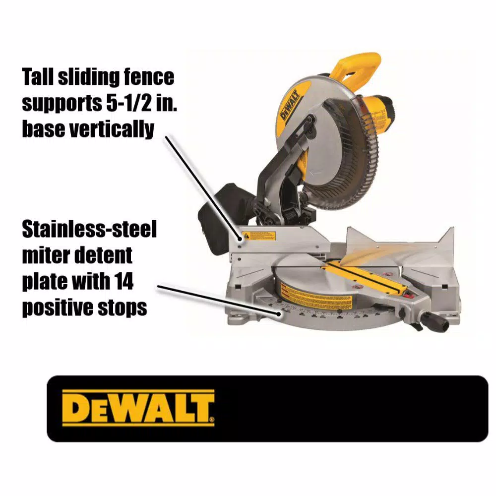 DEWALT 15 Amp Corded 12 in. Compound Single Bevel Miter Saw with Heavy-Duty Work Stand and#8211; XDC Depot