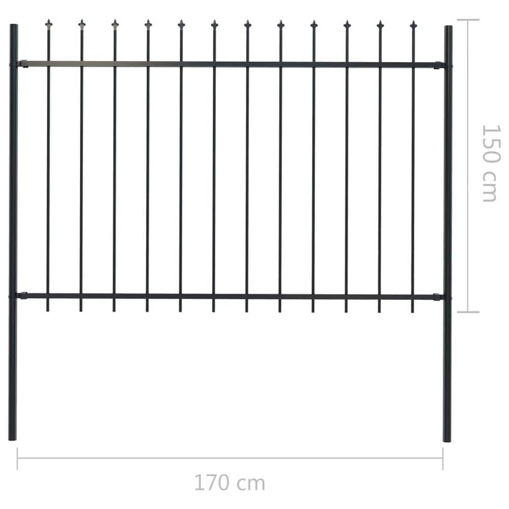 Movisa 59.1 in. steel Garden Fence with Spear Top Black Y-MVDOELTWW