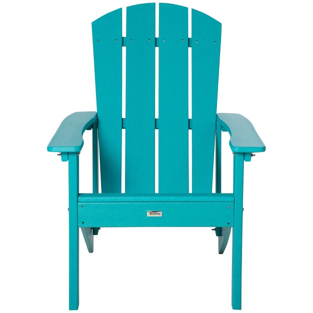 Outsunny Plastic Adirondack Chair Outdoor Fire Pit Seating Hdpe Lounger Chair With High Back And Wide Seat For Patio Backyard Garden