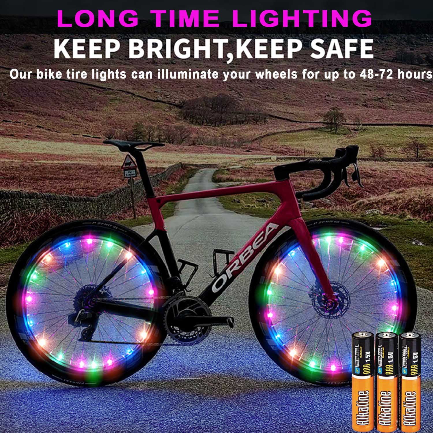 Musment Bike Wheel Lights，LED Bike Wheel Lights， Bike Lights Bright Waterproof Cycling Tire Light for Kid， Teens， Adults， Easy Install and Fits Most Bikes， Not Affect Riding