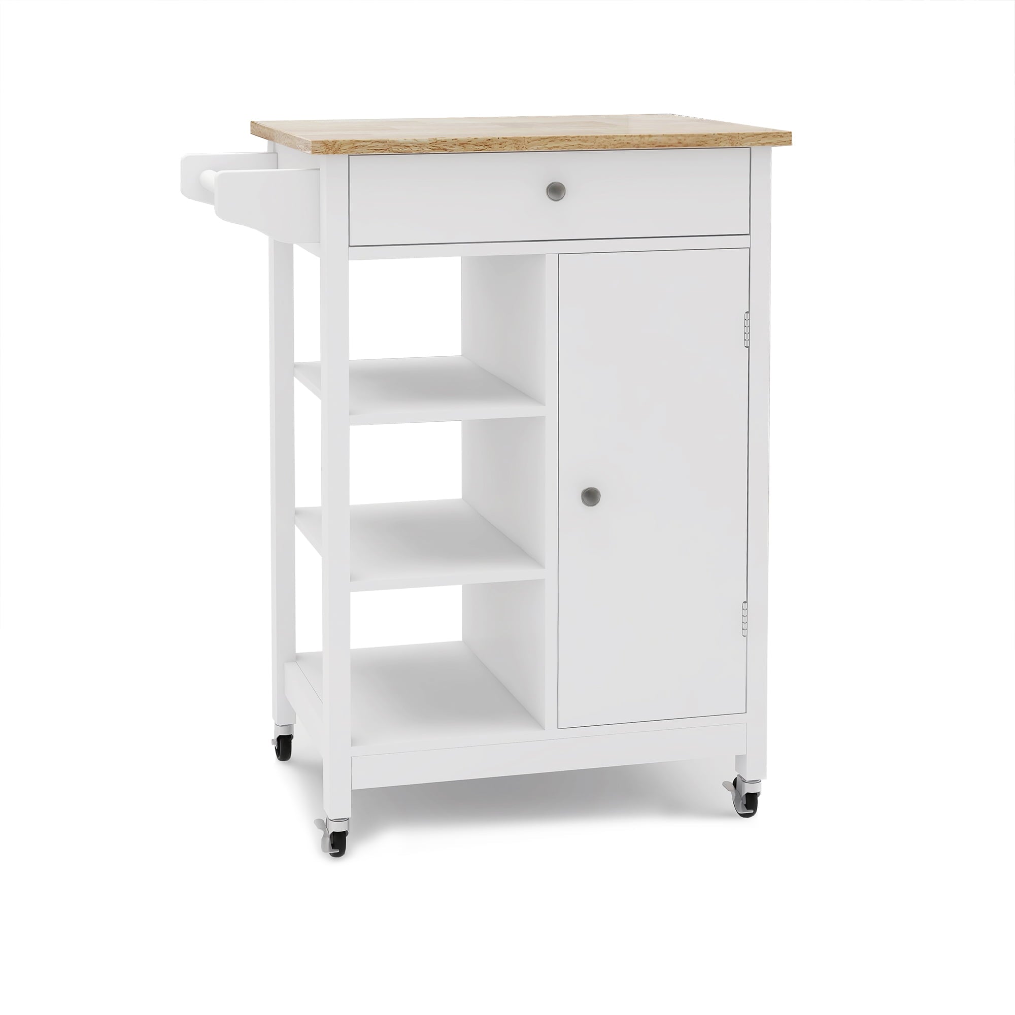 Kitchen Island Rolling Trolley Cart， Wood Kitchen Cart， Small， White