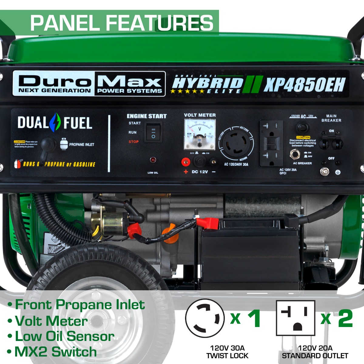 DuroMax XP4850EH 4，850-Watt 210cc Dual Fuel Hybrid Generator w/ Electric Start