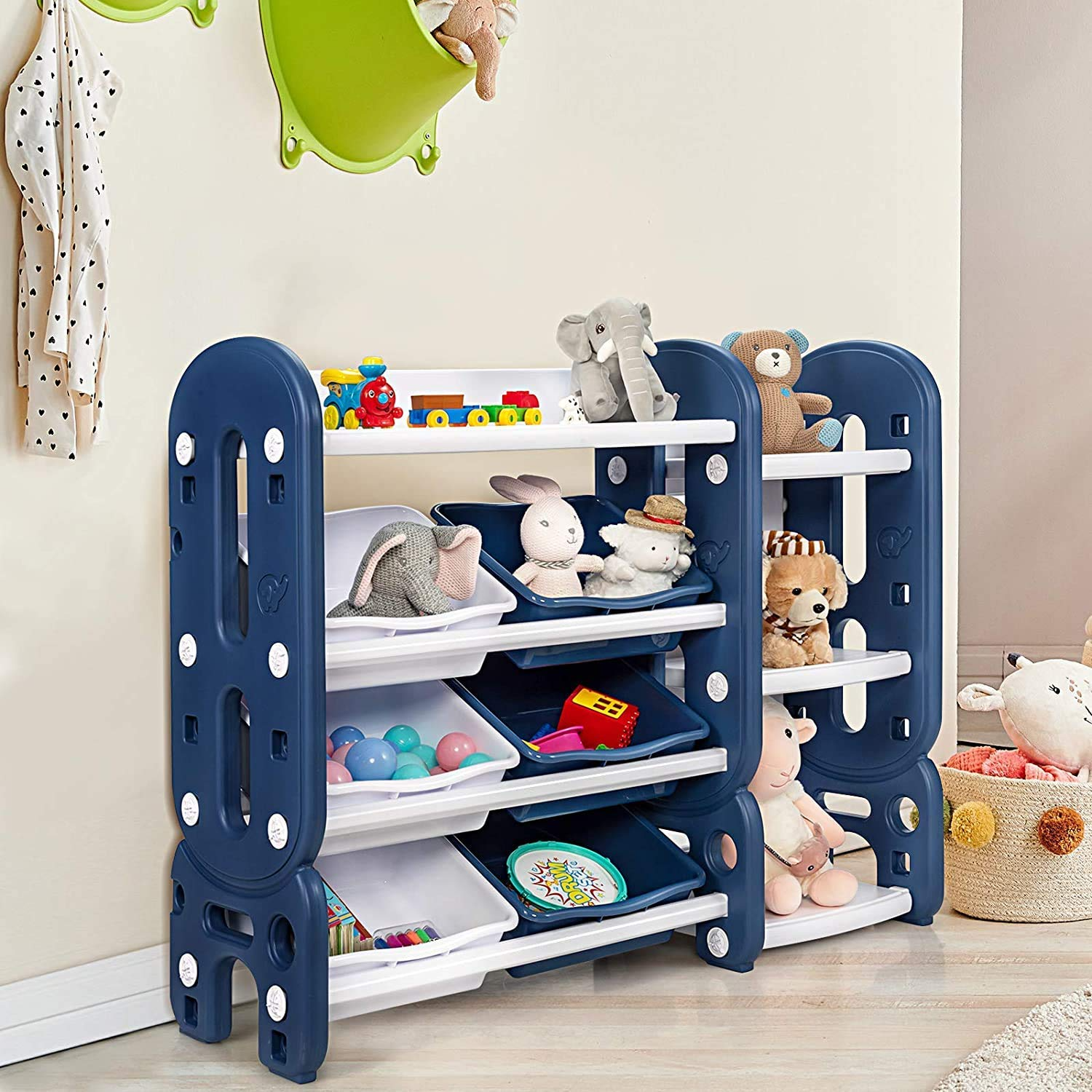 Costzon 2 in 1 Kids Toy Storage Organizer with Bookshelf and Toy Collection Shelves