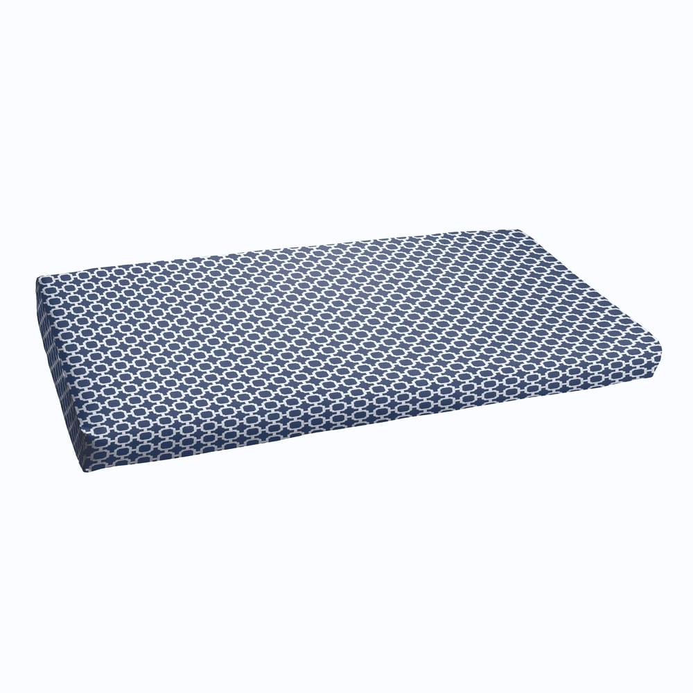 Humble and Haute Navy Chainlink Abstract Indoor/ Outdoor Bristol Bench Cushion 48 in w x 19 in d