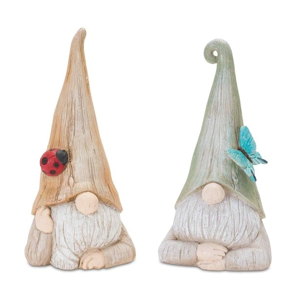 Set of 2 Gnome With Butterfly Bug Christmas Tabletop Figurines 10.25