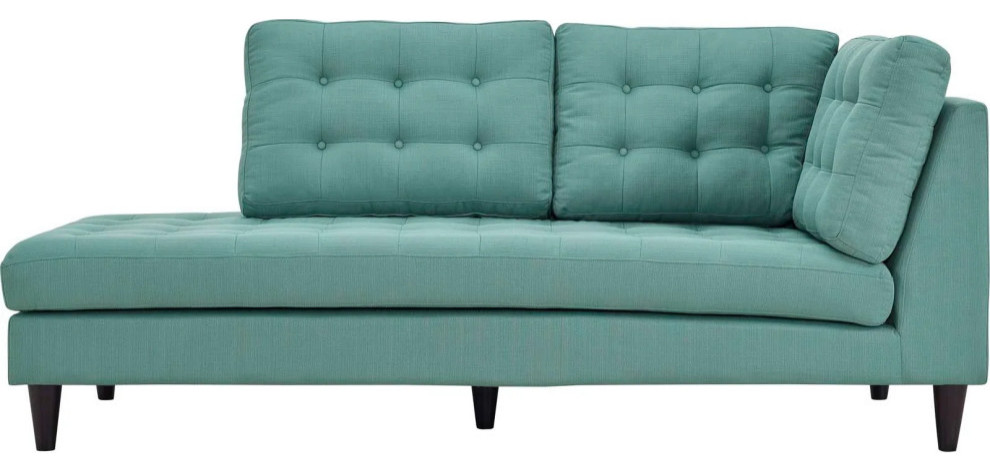 Melanie Teal Upholstered Fabric Left Facing Bumper   Midcentury   Indoor Chaise Lounge Chairs   by Peachtree Fine Furniture  Houzz