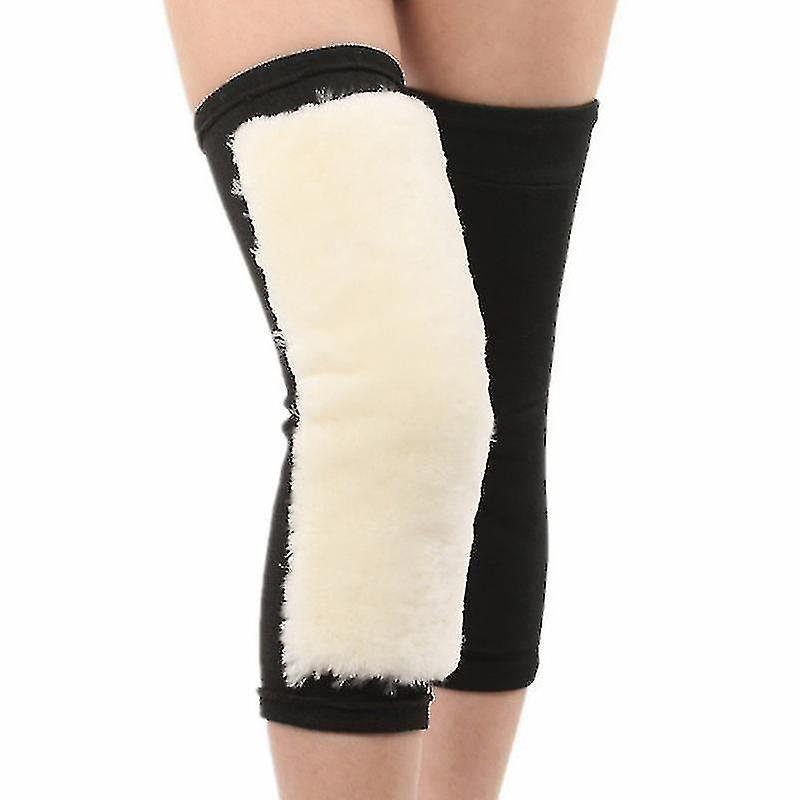 1 Pair Thicken Fleece Lined Knee Warmers- Cashmere Knee Joint Brace Support Pads Wool Warm Thermal Leg Compression Sleeve Winter Warmer Supplies