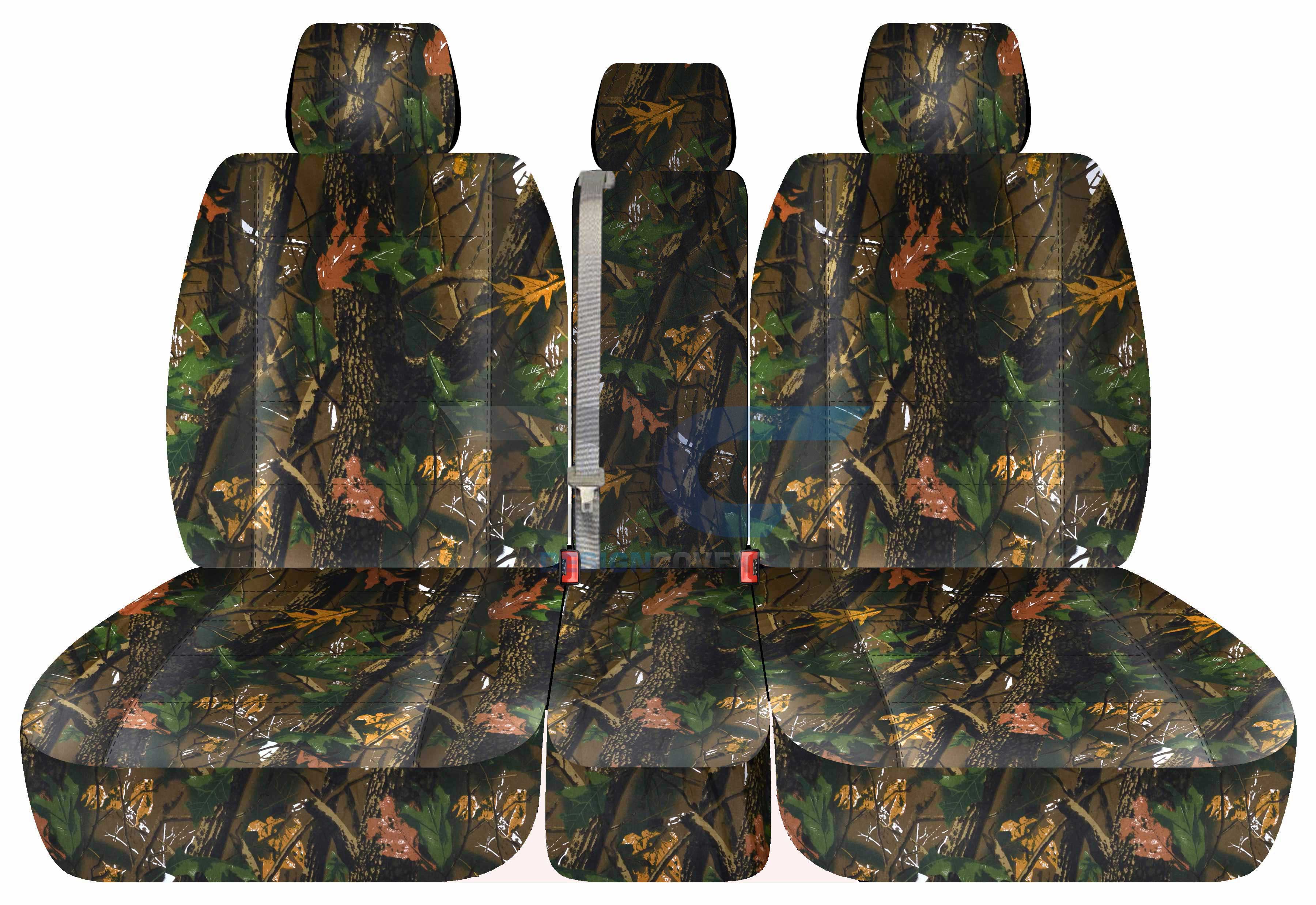 T164-Designcovers Compatible with 2011-2014 Ford F-150 Camouflage Truck Seat Covers (Front 40/20/40 Split Bench) w 3 Headrests， Opening Console:Real Tree