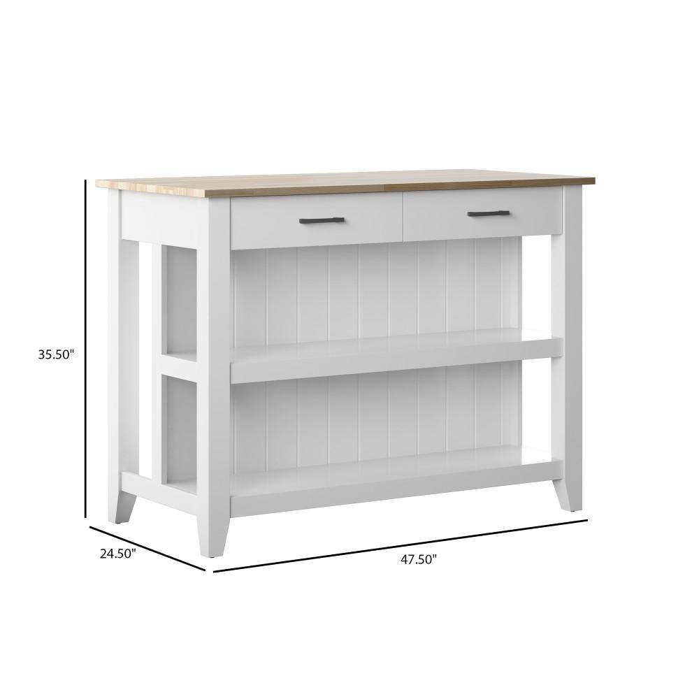 Twin Star Home White Kitchen Island with Open Shelves KI10890-TPT85