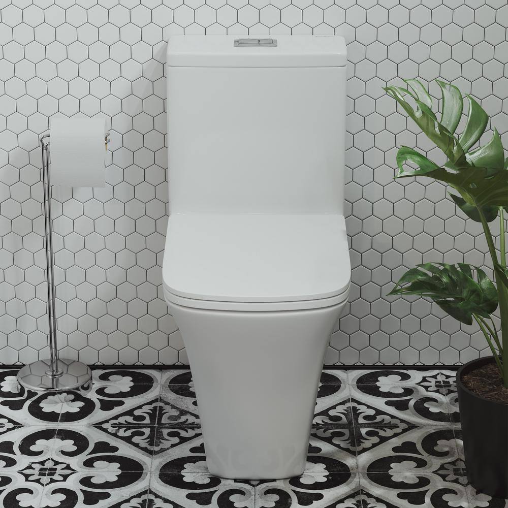 Swiss Madison Eclair One-Piece 0.81.28 GPF Dual Flush Square Toilet in Glossy White Seat Included SM-1T288