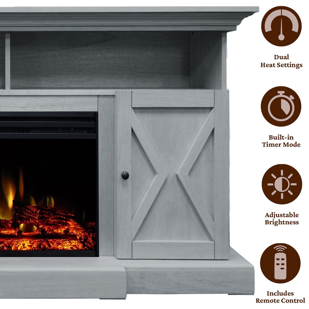 Cambridge Summit Slate Blue 62 in Electric Fireplace/Log Insert Mantel   N/A