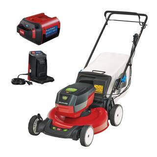 Toro Flex-Force 60V Cordless 2-Tool Combo Kit 21 in. Recycler Walk Behind Lawn Mower  Leaf Blower wCharger  (2) Batteries 66396