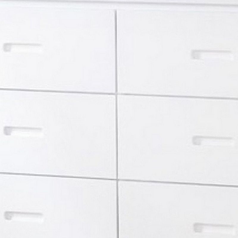 Contemporary Style 6 Drawer Wooden Dresser with Cutout Pulls， White