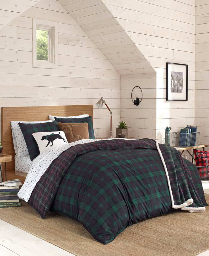 Eddie Bauer Woodland Tartan Green Duvet Cover Set， Full Queen