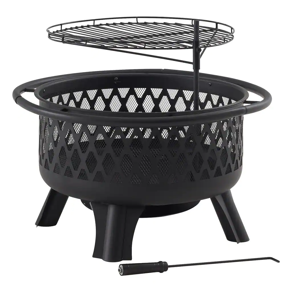 Hampton Bay OFW992RA Piedmont 30 in. Steel Fire Pit in Black with Poker