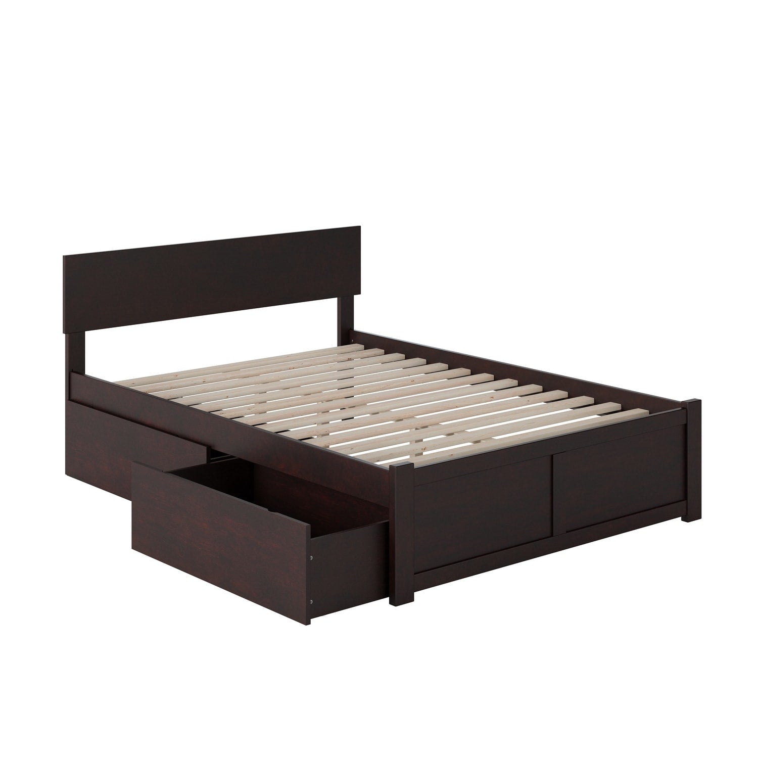 AFI Orlando Full Platform Bed with Footboard and 2 Bed Drawers in Espresso