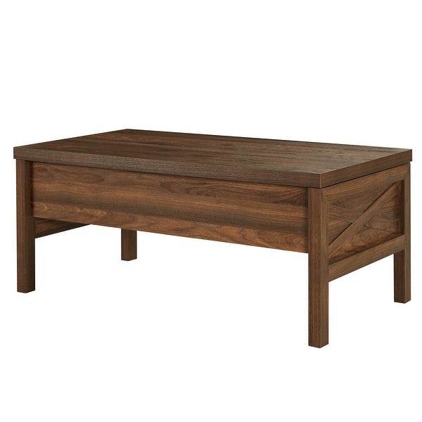 43 in. W Brown Rectangle Wood Coffee Table with Lift Top