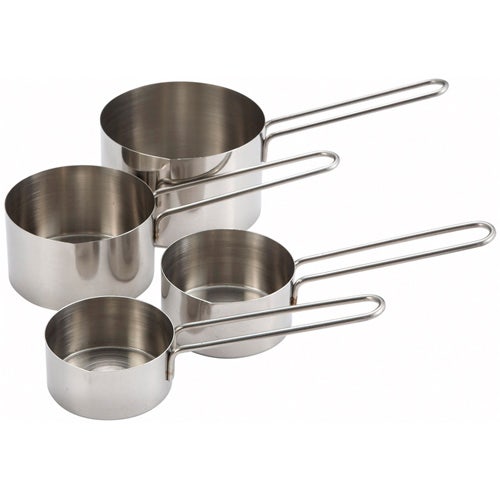 Winco MCP-4P Heavy-Duty Stainless Steel Measuring Cups， Set of Four Cups