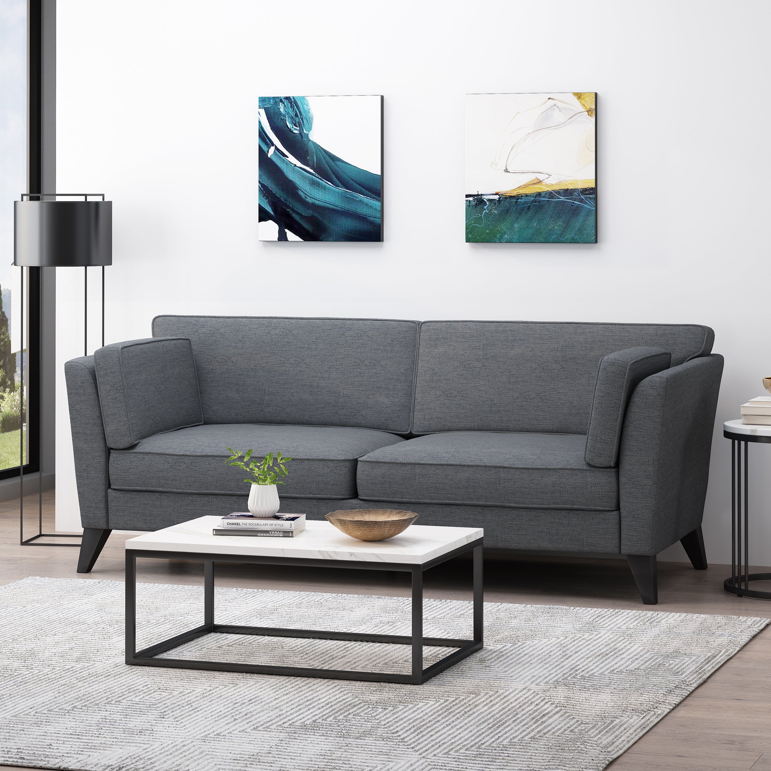 Sabirin Contemporary 3 Seater Fabric Sofa