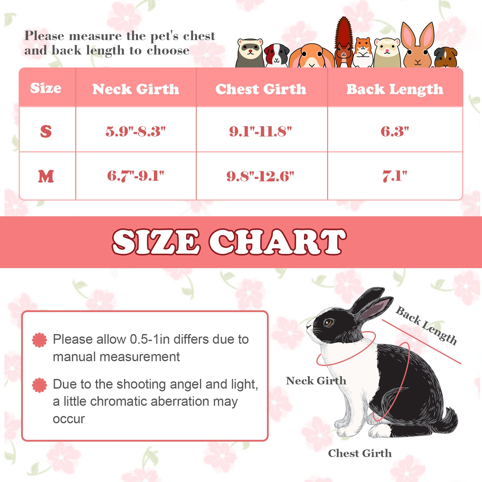 BRKURLEG Cute Bunny Rabbit Dress Clothes， Floral Small Animal Costume with Bowknot for Squirrel Mini Dog Chinchilla Ferret Hedgehog Guinea Pig， Small Pet Apparel Outfits for Party Daily Wear