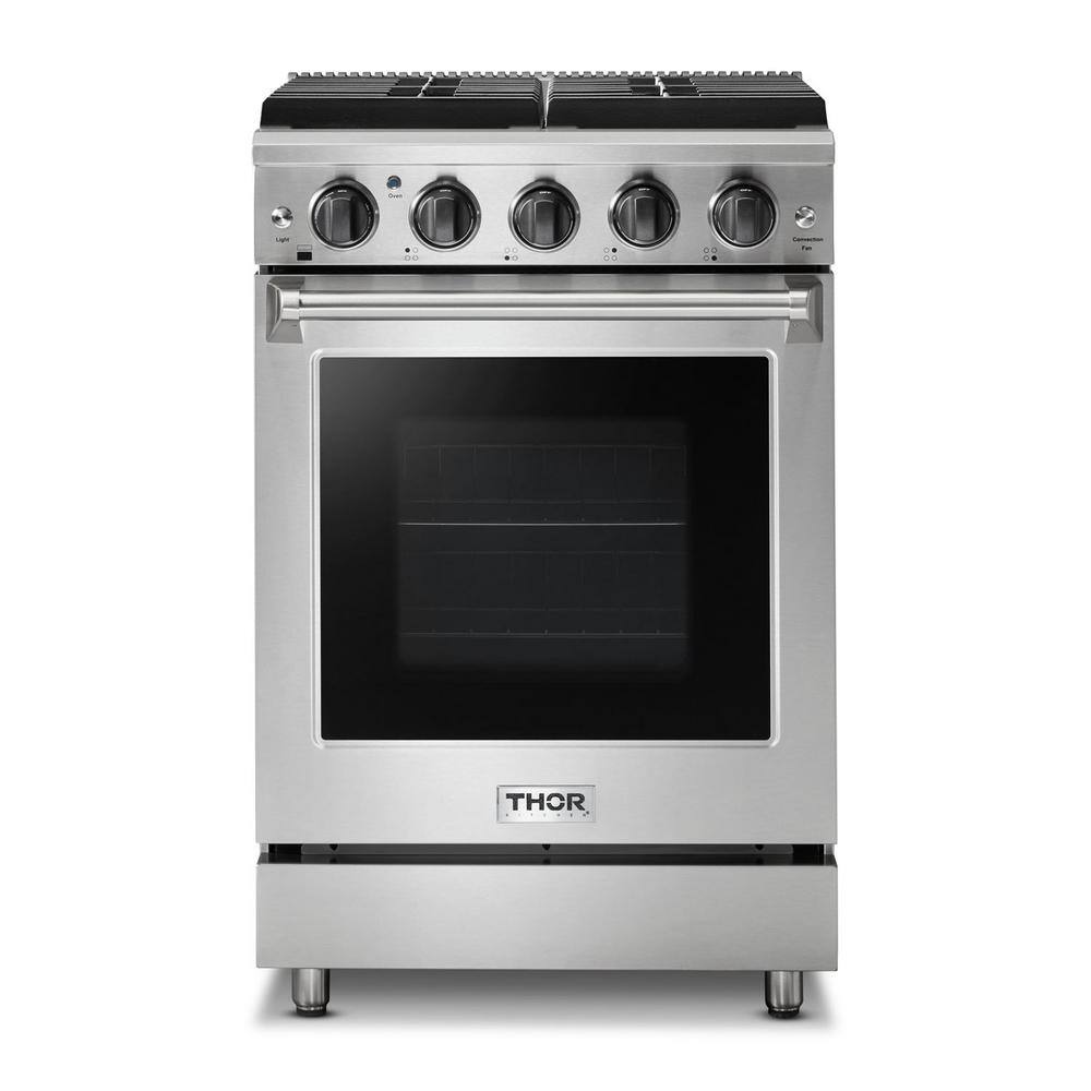 Thor Kitchen 24 in. 3.7 cu. ft. Gas Range with Convection in Stainless Steel LRG2401U