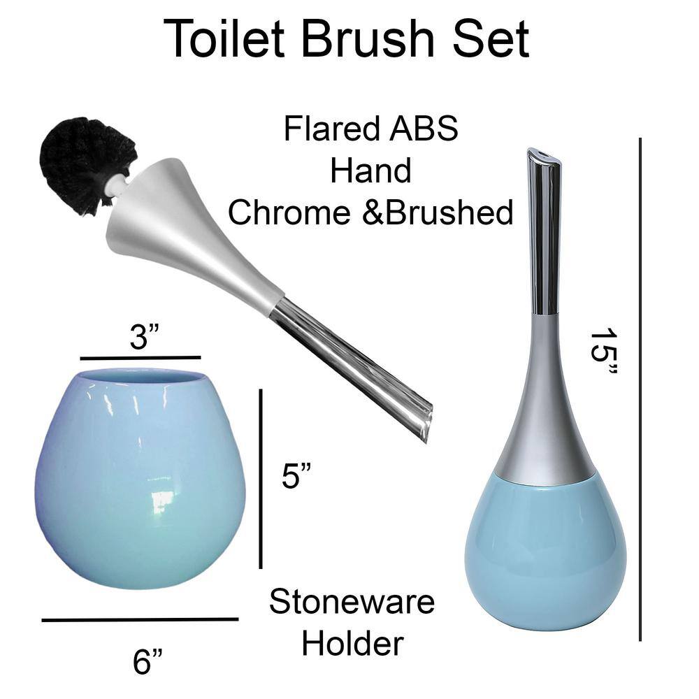 Bath Free Standing Toilet Bowl Brush and Holder Water Drop in Blue 6632147