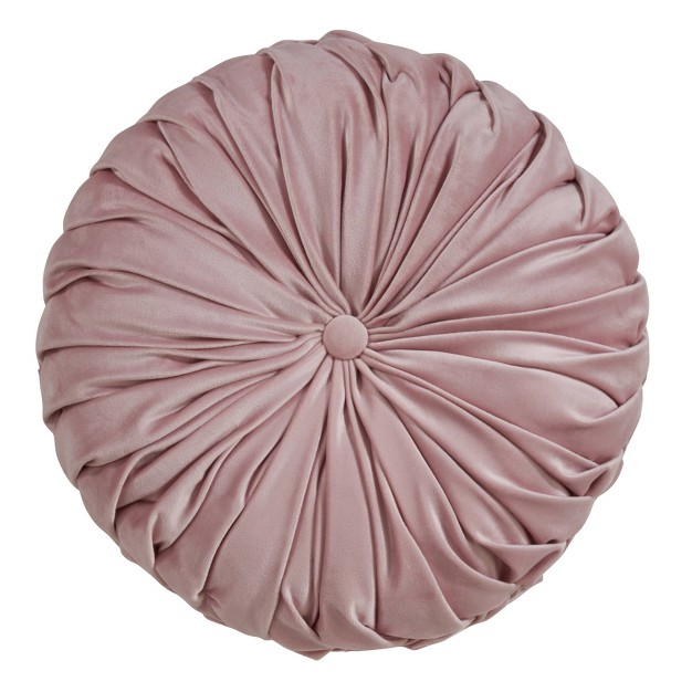 Velvet Pintucked Poly Filled Round Throw Pillow Blush Saro Lifestyle