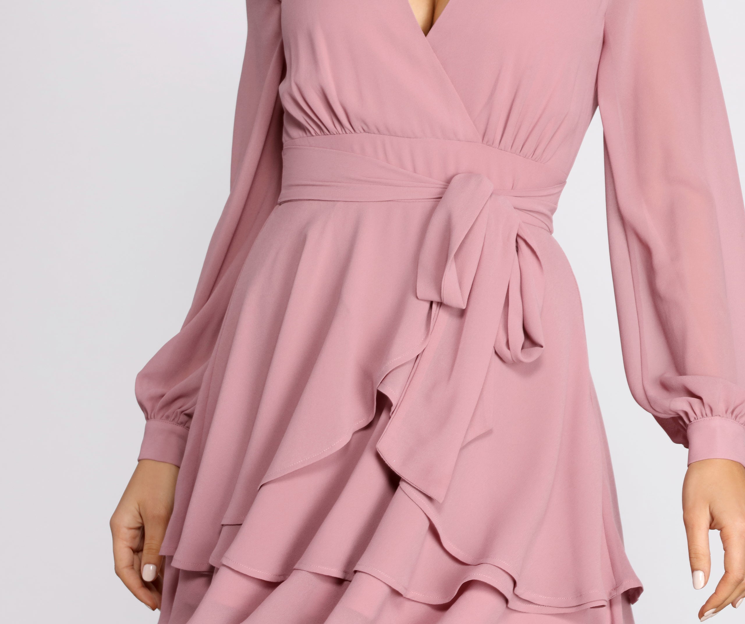 Radiating Ruffles Chiffon Dress