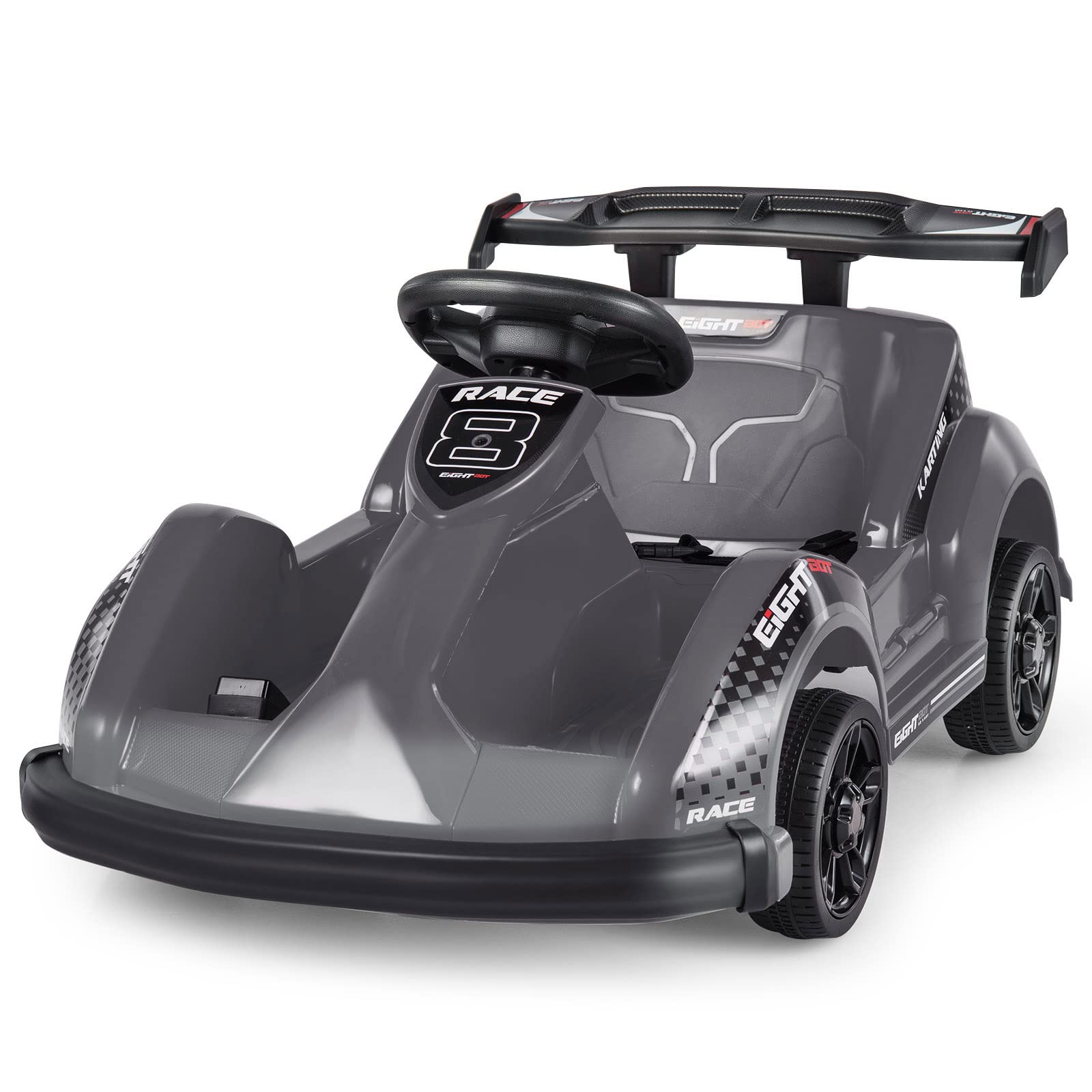 Costzon Ride on Car, Go Cart for Kids with Remote Control, Safety Belt, Music, USB Port, Forward/Backward