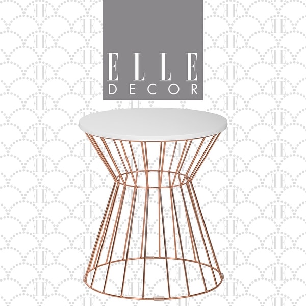 Elle Decor Lulu Round Hourglass Metal Side Table