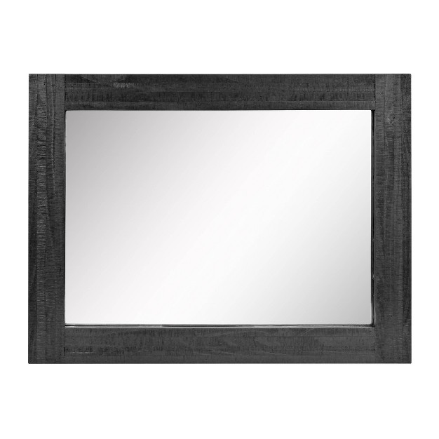 Rectangle Worn Wood Decorative Wall Mirror Black Stonebriar Collection