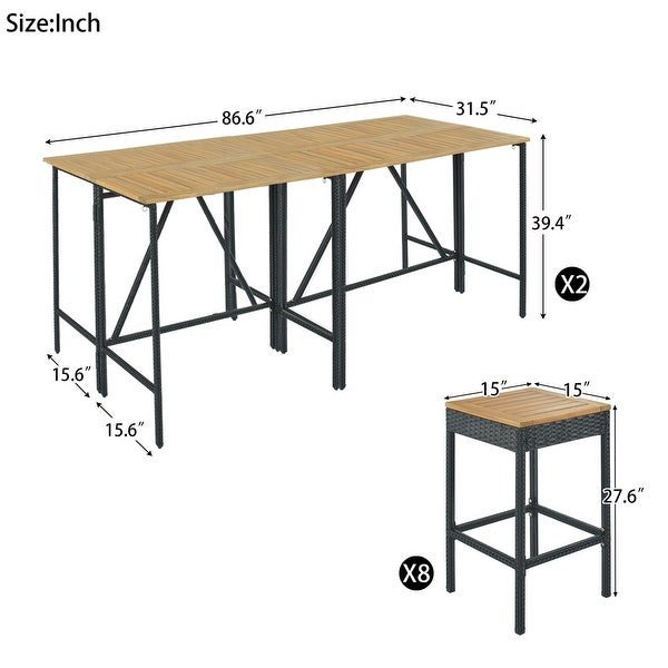 10-Piece Outdoor Patio Wicker Bar Set - Overstock - 36256315