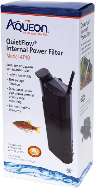 Aqueon Submersible Internal Aquarium Filter， 40-gal