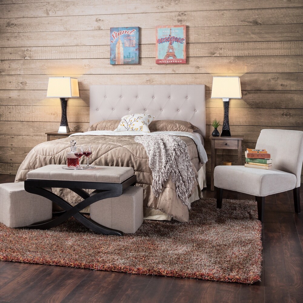 Barn Modern Grey Fabric Upholstered Tufted Headboard by Furniture of America