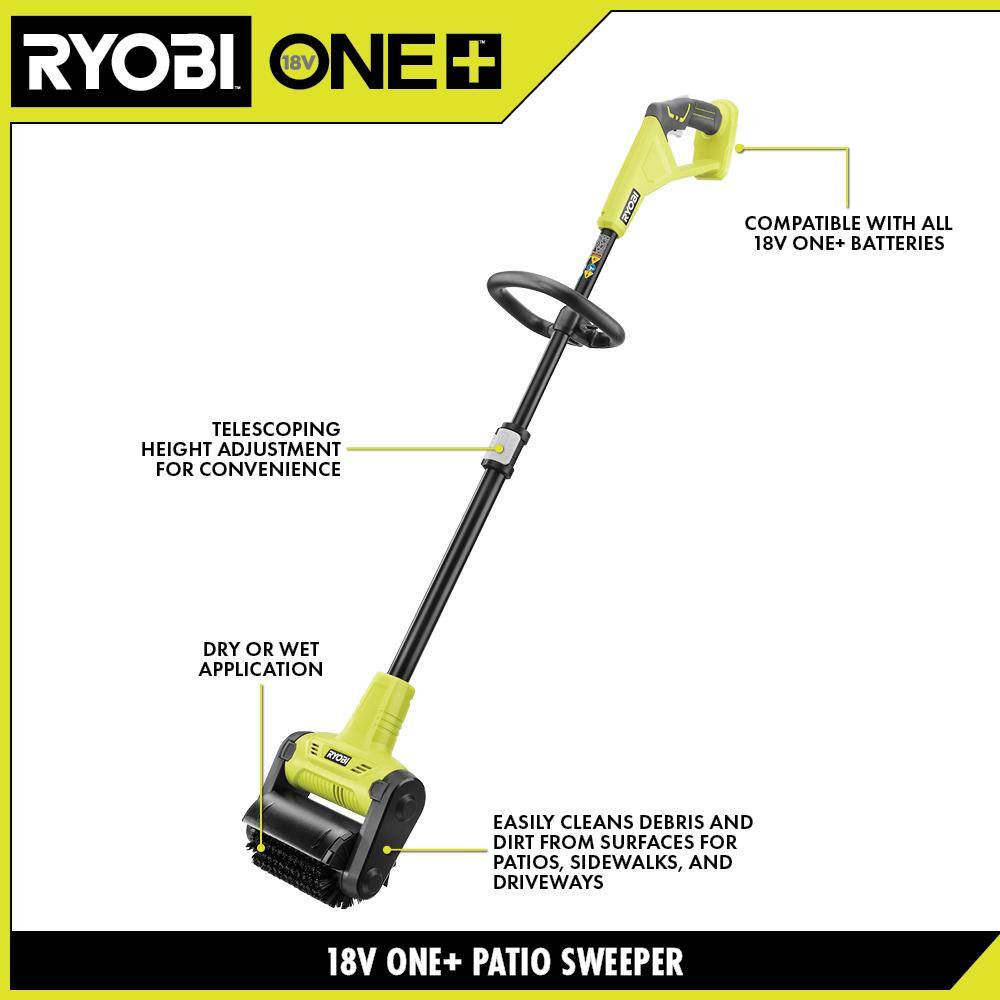 RYOBI ONE+ 18V Cordless Battery Outdoor Patio Sweeper (Tool Only) P2904BTL