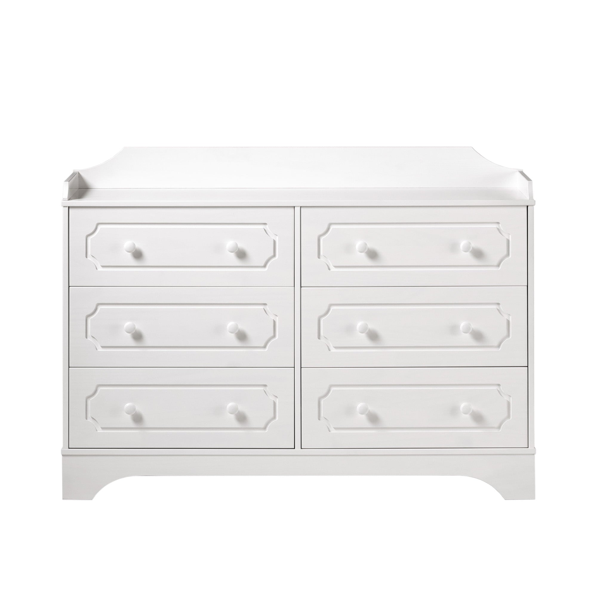 Manor Park Classic Gallery-Top Beveled 6-Drawer Dresser, White