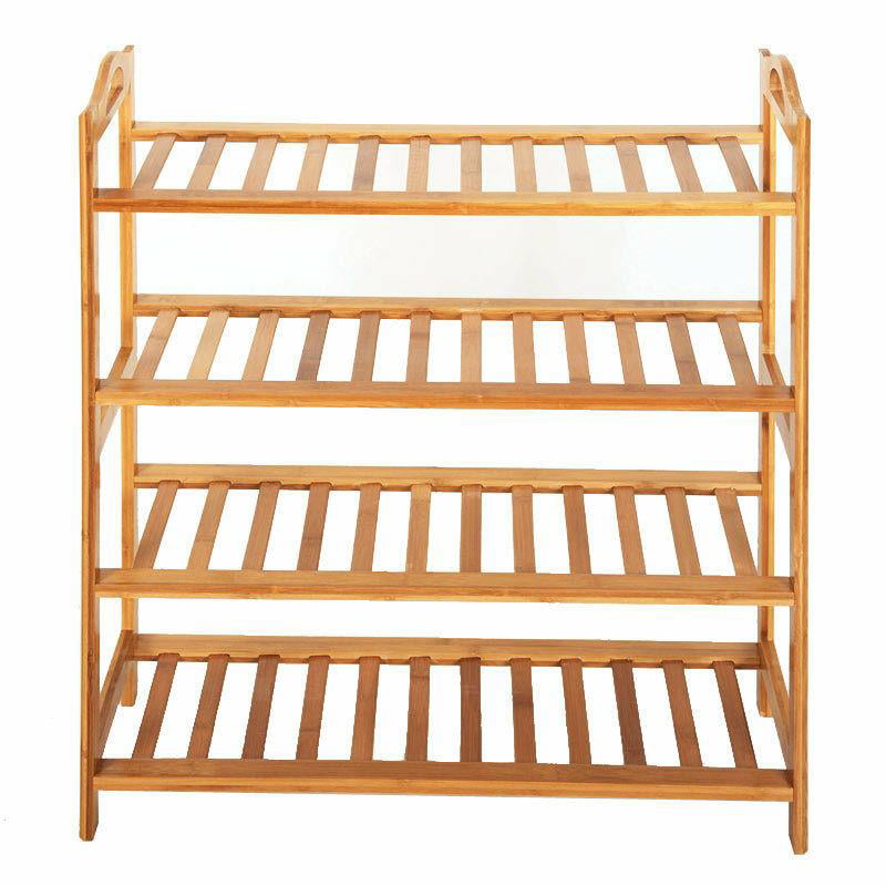 Zimtown Natural Bamboo 4 Tiers Shoe Rack Shoe Storage Organizer 12-Batten Free Standing Shoe Tower Shoe Shelf Shoe Cabinet for Entryway Hallway Living Room Closet， Wood Color