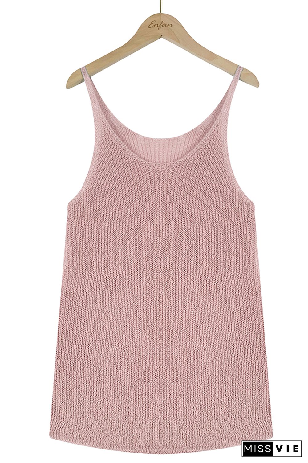 Color Block and Plain U Neck Knit Tank Top