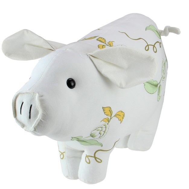 White Soft Green And Yellow Floral Pig Spring Tabletop Decoration