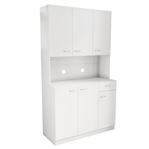 Modern Tall Wardrobe with 6-Doors， 1-Open Shelves and 1-Drawer - - 36805924