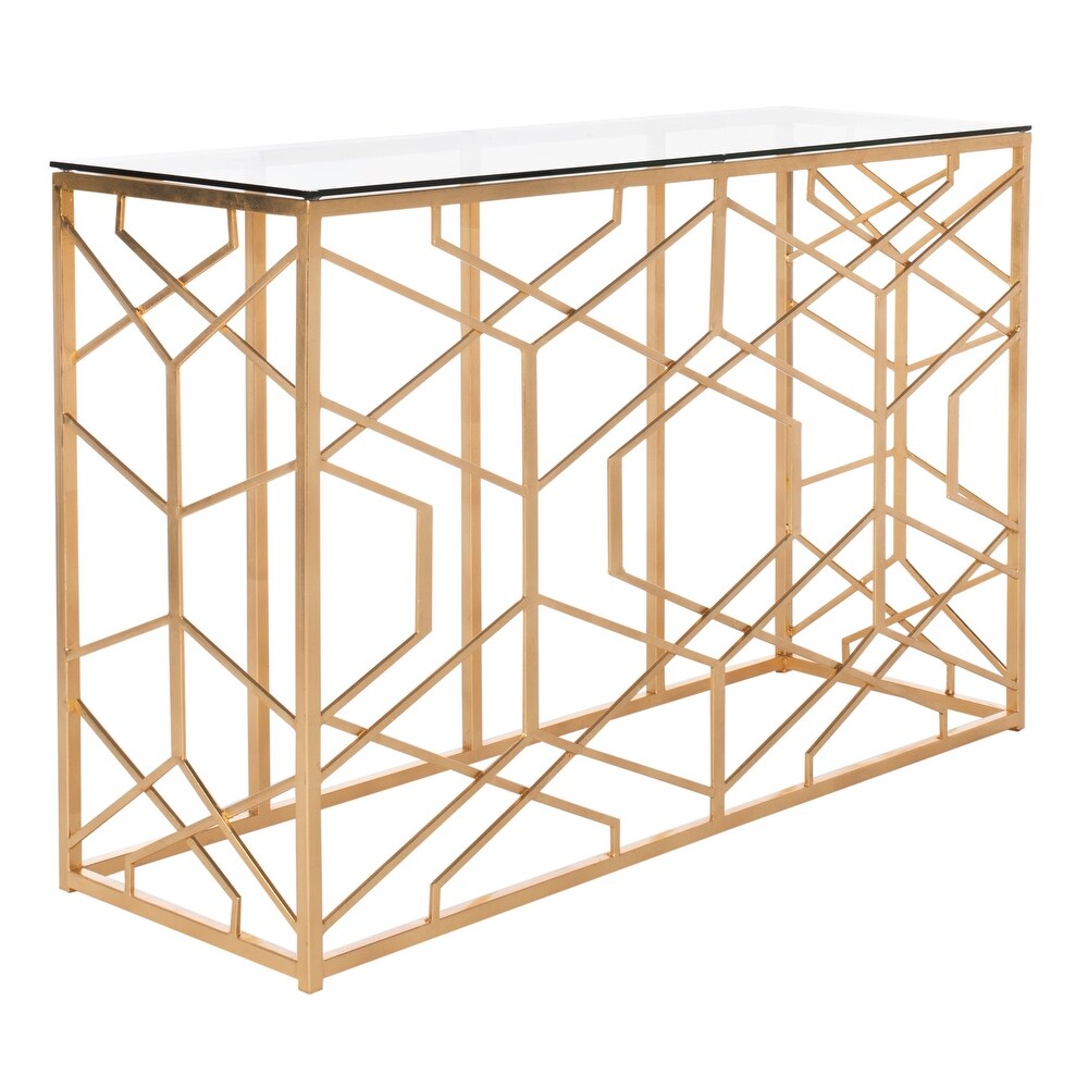 SAFAVIEH Couture Sean Gold Leaf Console Table   47\