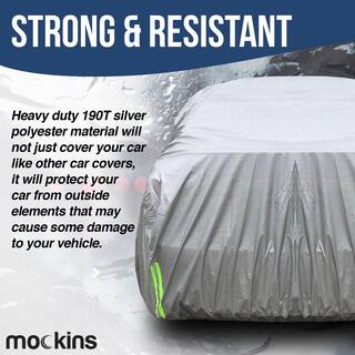 Mockins 185 in. x 70 in. x 60 in. Heavy-Duty Waterproof Car Cover - 190T Silver Polyester MA-46